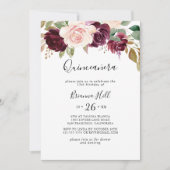 Invitation Feuillage floral et botanique rustique Quinceañera (Devant)