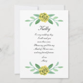 Invitation Feuillage Floral Jaune Foliage Maid Of Honor Card (Devant)