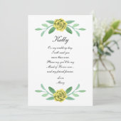 Invitation Feuillage Floral Jaune Foliage Maid Of Honor Card (Debout devant)