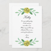 Invitation Feuillage Floral Jaune Foliage Maid Of Honor Card (Devant / Derrière)