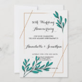 Invitation Feuillage floral or foil mariage anniversaire (Devant)