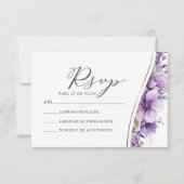 Invitation Feuillage floral pourpre Nuestra Boda Mariage RSVP (Devant)