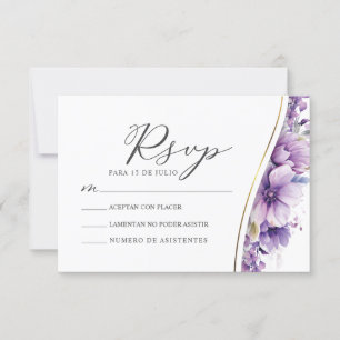 Invitation Feuillage floral pourpre Nuestra Boda Mariage RSVP