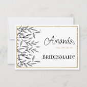Invitation Feuillage floral simple noir blanc or noir Bridesm (Devant)