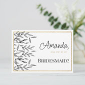 Invitation Feuillage floral simple noir blanc or noir Bridesm (Debout devant)