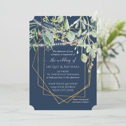 Invitation Feuillage géométrique de forêt de eucalyptus rusti (Debout devant)