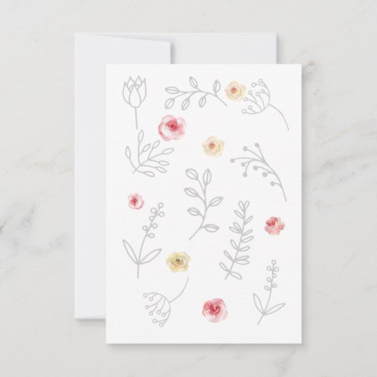 Invitation feuillage gris et rose Confirmation (Dos)