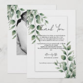 Invitation Feuillage minimaliste Remerciement moderne blanc (Devant / Derrière)