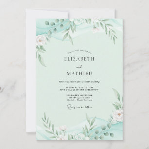 Invitation Feuillage Mousse de Mer Eucalyptus Gris Mariage