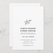 Invitation Feuillage noir et blanc moderne et sobre (Devant / Derrière)