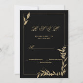 Invitation Feuillage noir et or de luxe RSVP (Devant)