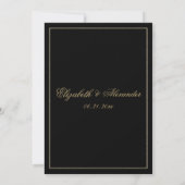 Invitation Feuillage noir et or de luxe RSVP (Dos)