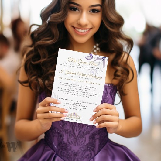 Invitation Feuillage pourpre Quinceañera Mis Quince Años