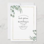 Invitation Feuillage rustique d'eucalyptus et mariage doré (Devant)