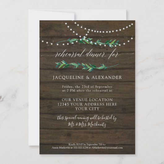 Invitation Feuillage rustique Twinkle Fairy Lights Dark Barn  (Devant)