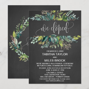 Invitation Feuillage sur tableau noir Nous nous sommes enfugé