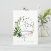 Invitation Feuillage Tropical Variegé Faire Part de Conservat (Debout devant)