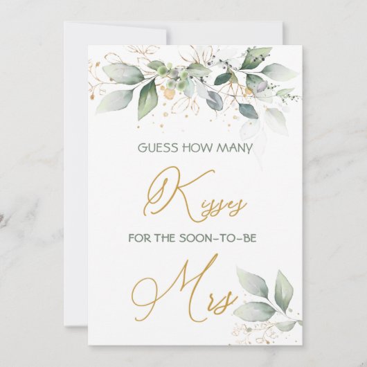 Invitation Feuillage verdoyant Devinez combien de baisers jeu (Devant)