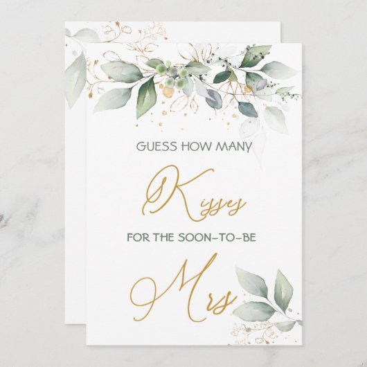 Invitation Feuillage verdoyant Devinez combien de baisers jeu (Devant / Derrière)