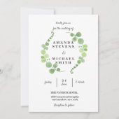 Invitation Feuillage verdoyant Mariage vert Aquarelle (Devant)