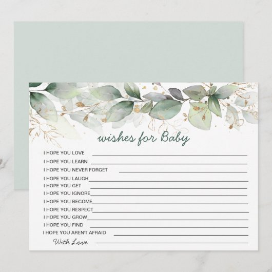 Invitation Feuillage verdoyant Voeux de Baby shower (Devant / Derrière)