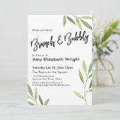 Invitation Feuillage vert Aquarelle Brunch & Bubbly (Debout devant)