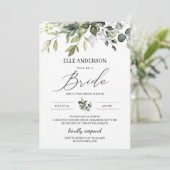 Invitation Feuillage vert boho douche nuptiale moderne (Debout devant)