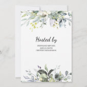 Invitation Feuillage vert boho douche nuptiale moderne (Dos)