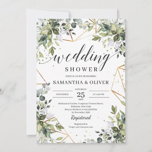 Invitation Feuillage vert boho moderne eucalyptus mariage (Devant)