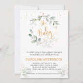 Invitation Feuillage vert et or Baby shower Oh (Devant)