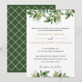 Invitation Feuillage vert et or botanique rustique 1 (Devant / Derrière)