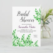 Invitation Feuillage vert et prune | Fête des mariées de call (Debout devant)