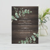 Invitation feuillage vert eucalyptus bois foncé rustique élég (Debout devant)