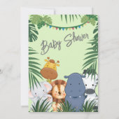 Invitation Feuillage vert jungle Animaux sauvages mignons Inv (Dos)