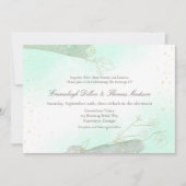 Invitation Feuillage vert menthe radieux Mariage paillettes (Devant)