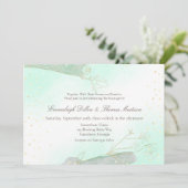 Invitation Feuillage vert menthe radieux Mariage paillettes (Debout devant)