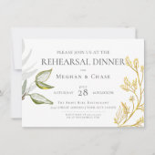 Invitation Feuillage vert sauge et or (Devant)