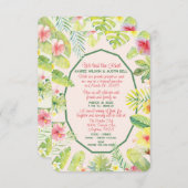 Invitation Feuillage vert tropical Hibiscus rouge (Devant / Derrière)