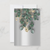 Invitation Feuillages d'eucalyptus argent paillettes or (Dos)