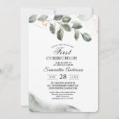 Invitation Feuille aquarelle de verdure douce | Poussière d'o (Devant)