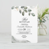 Invitation Feuille aquarelle de verdure douce | Poussière d'o (Debout devant)