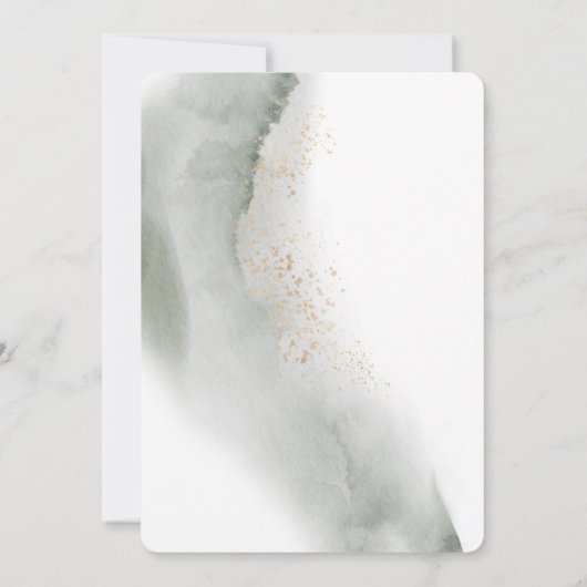 Invitation Feuille aquarelle de verdure douce | Poussière d'o (Dos)