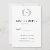 Invitation Feuille aquarelle monogramme photo mariage RSVP (Devant)