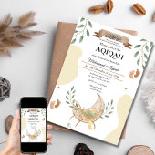 Invitation Feuille Automne Berceau Unisex Baby Aqiqah Musulma