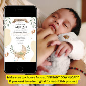 Invitation Feuille Automne Berceau Unisex Baby Aqiqah Musulma