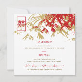 Invitation Feuille bambou double bonheur Mariage chinois (Dos)