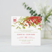 Invitation Feuille bambou double bonheur Mariage chinois (Debout devant)