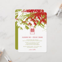 Feuille bambou vert rouge double Xi Mariage chinoi