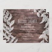 Invitation Feuille blanc et argent Mariage d'hiver rustique (Devant / Derrière)
