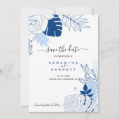Invitation Feuille Bleue Et Blanche (Devant)